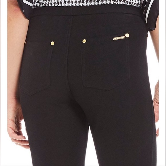 MICHAEL Michael Kors Large black gold Stretch Knit Twill Pull-On Leggings casual - Picture 4 of 13